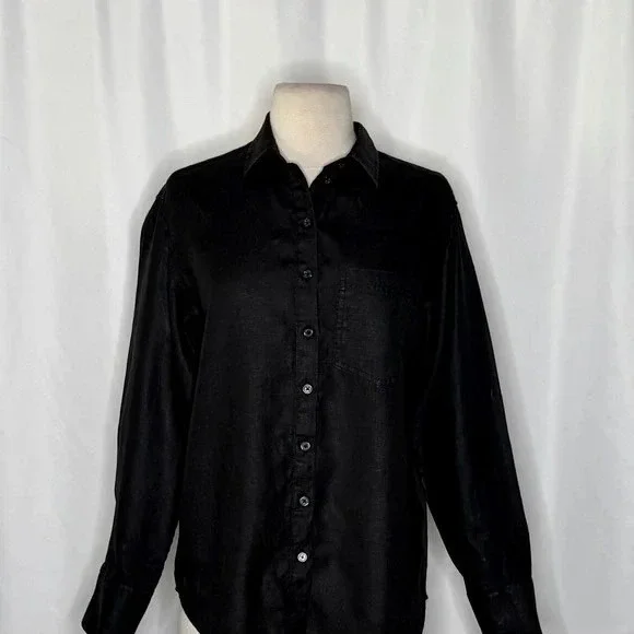 NWT!! J. CREW Garçon Classic Shirt Baird McNutt Irish Linen Solid Black Size 12